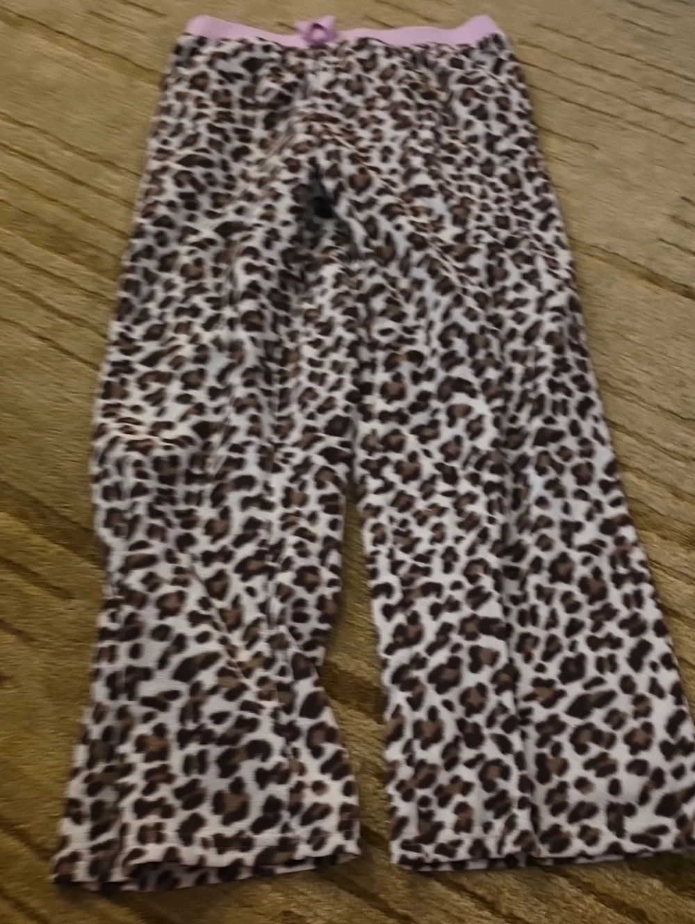 5/25 The Children's Place Pink Waistband Leopard Fleece  Sleep Bottoms Size 7/8